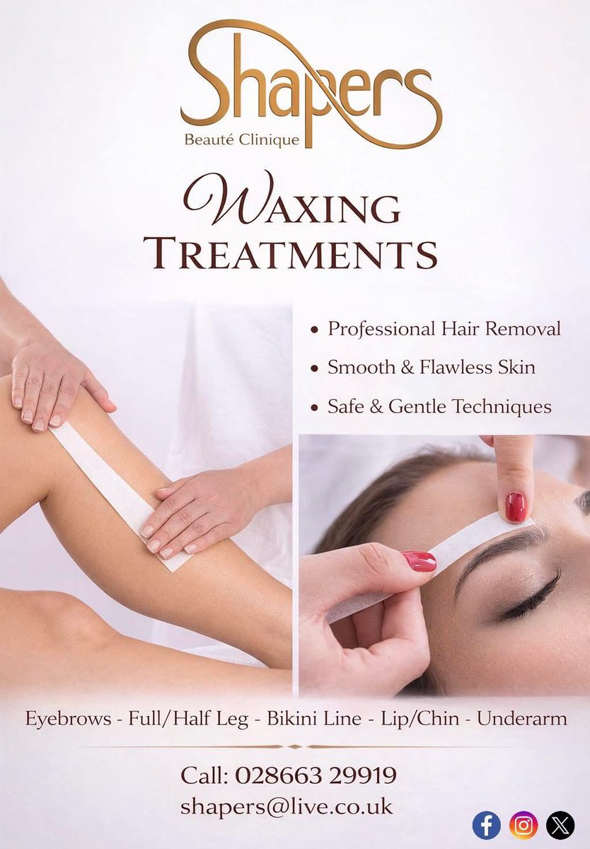 We have all your waxing needs covered at Shapers Beaute Clinique. Give us a call to book your appointment on 028663 29919 ❤️