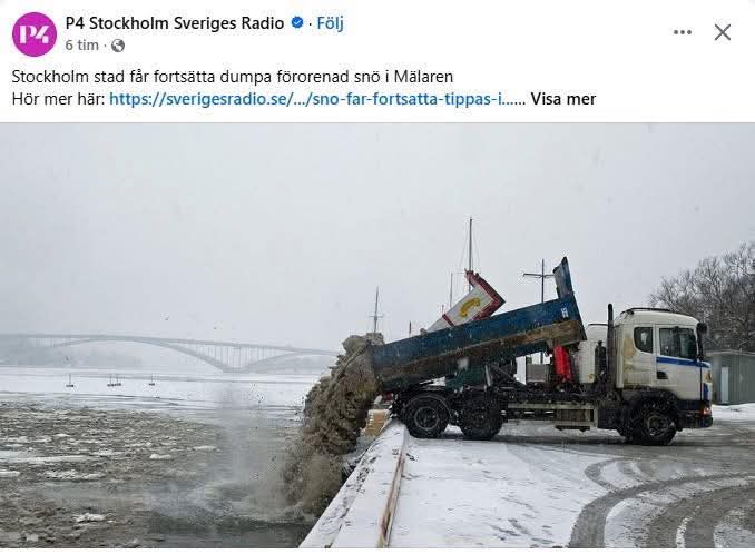 Kom ihåg:
❌ Tvätta bilen på garageuppfarten – miljökatastrof
✅ Tipa tonvis med förorenad snö rakt ner i Mälaren – helt i sin ordning
Regler för dig. Undantag för kommunen. 🌱♻️