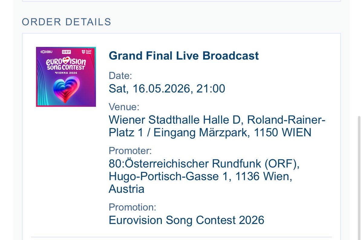 _MarioC's tweet image. Woop woop! First time I’ve ever secured a live final #eurovision ticket from the public sale!! #eurovision2026
