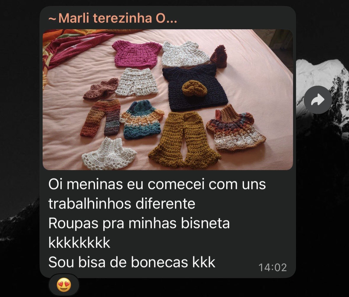 nirosner's tweet image. amo mto estar no grupo do crochê das senhorinhas.. 2 horas da tarde e as mensagens são mais ou menos assim:::