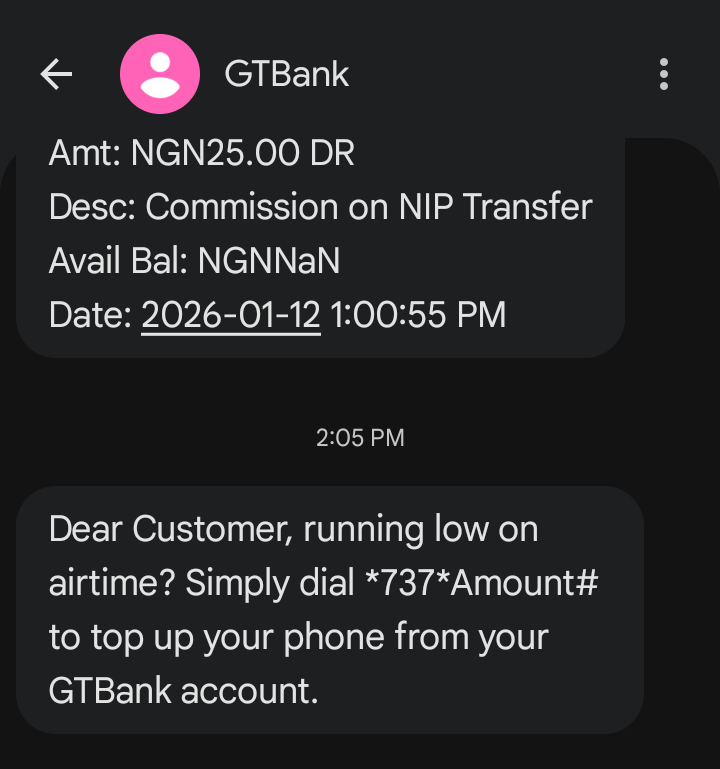 Dear <a href="/gtbank/">Guaranty Trust</a> no be only Credit and debit suppose dey enter here, wetin concern my airtime with bank again? Abegggg oo