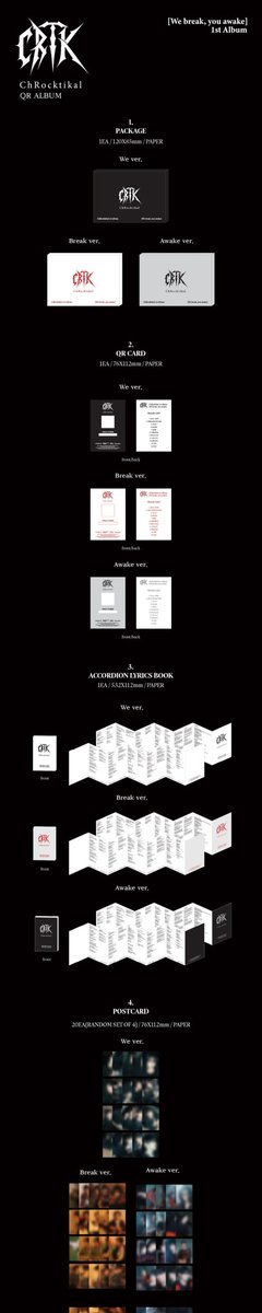 [INFOS - 260122]

Découvrez les visuel des versions de We break, you awake

#ChRocktikal #CRTK #크록티칼
#1st_Album #We_break_you_awake
#ComingSoon