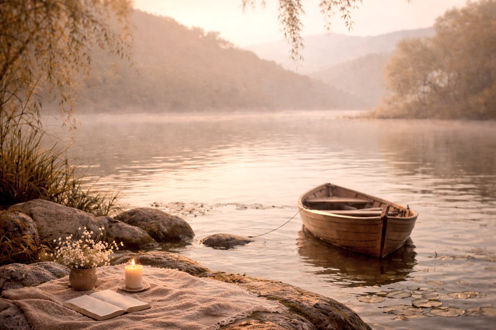 ~شَيْءٌ مَا..
هَدَأَ بِدَاخِليِ
وَانطوَىٰ
وَأشَياءُ كَثيِرةٌ غَفَتْ
وَاطمَأَنَّتْ
علَىٰ عَتباتِ الرُّوح
كَأنّ حُضُورًا خَفيًّا
مُطَرّزًا بِبَسملَةِ الحُبِّ
يُجَاورُنيِ..
فَتَهتَدِي إِلَيّ سُنَنُ الطُّمأْنِيِنةْ
كَأَنّيِ مَسَافَاتُ ظِلّه
الْبعِيدَةْ!

#مساء_الخير #Amina_Alhashami