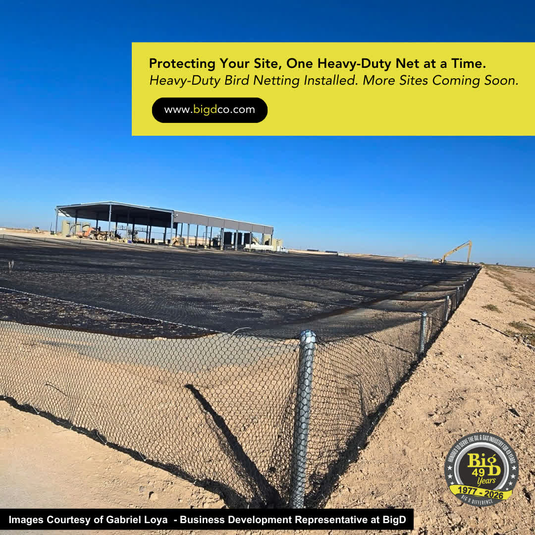 BigDCompanies's tweet photo. Protecting your site with solutions that last.

Heavy-duty bird netting installed—two locations complete, with more on the way!

Looking to secure your facility and reduce downtime?
📩 https://t.co/sP9ZCeOTTy

#BigD #BigDCompanies #SiteProtection #BirdControl #Oilfield https://t.co/9uV8kh9v0i