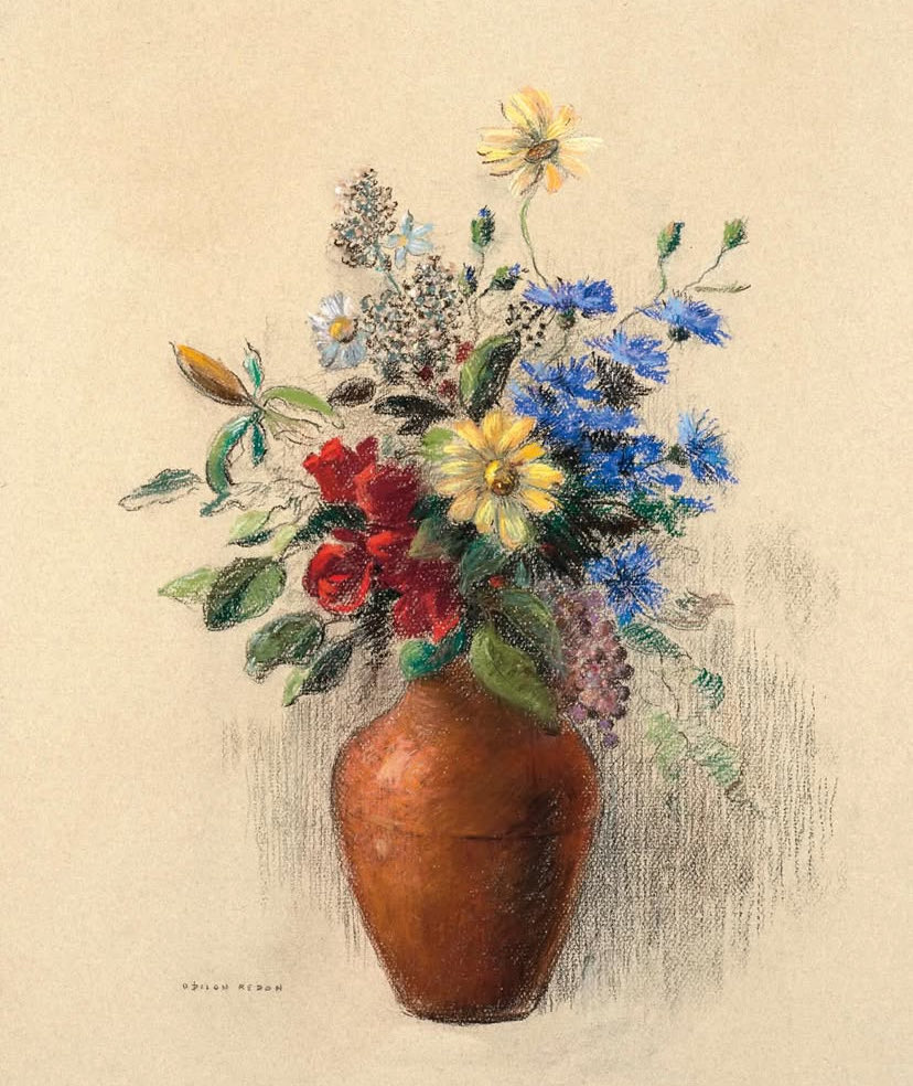 Fleurs dans un vase brun” Odilon Redon French painter (1840-1916)