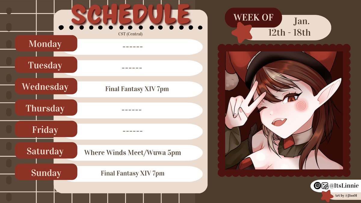 What's this?? Schedule for this week!