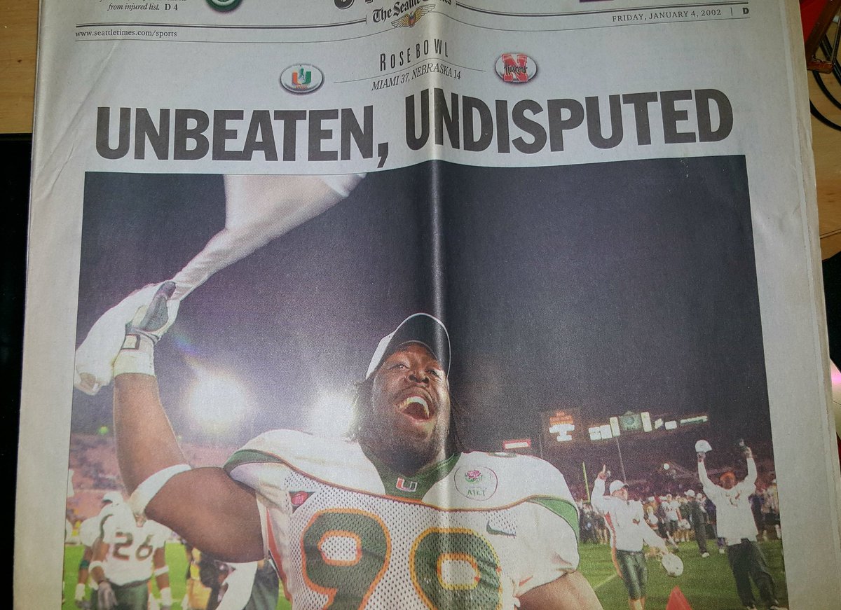 I still have the newspaper from the last time UM beat a red and white team from the Midwest for the National Championship. Let's get this done Canes. #GoCanes