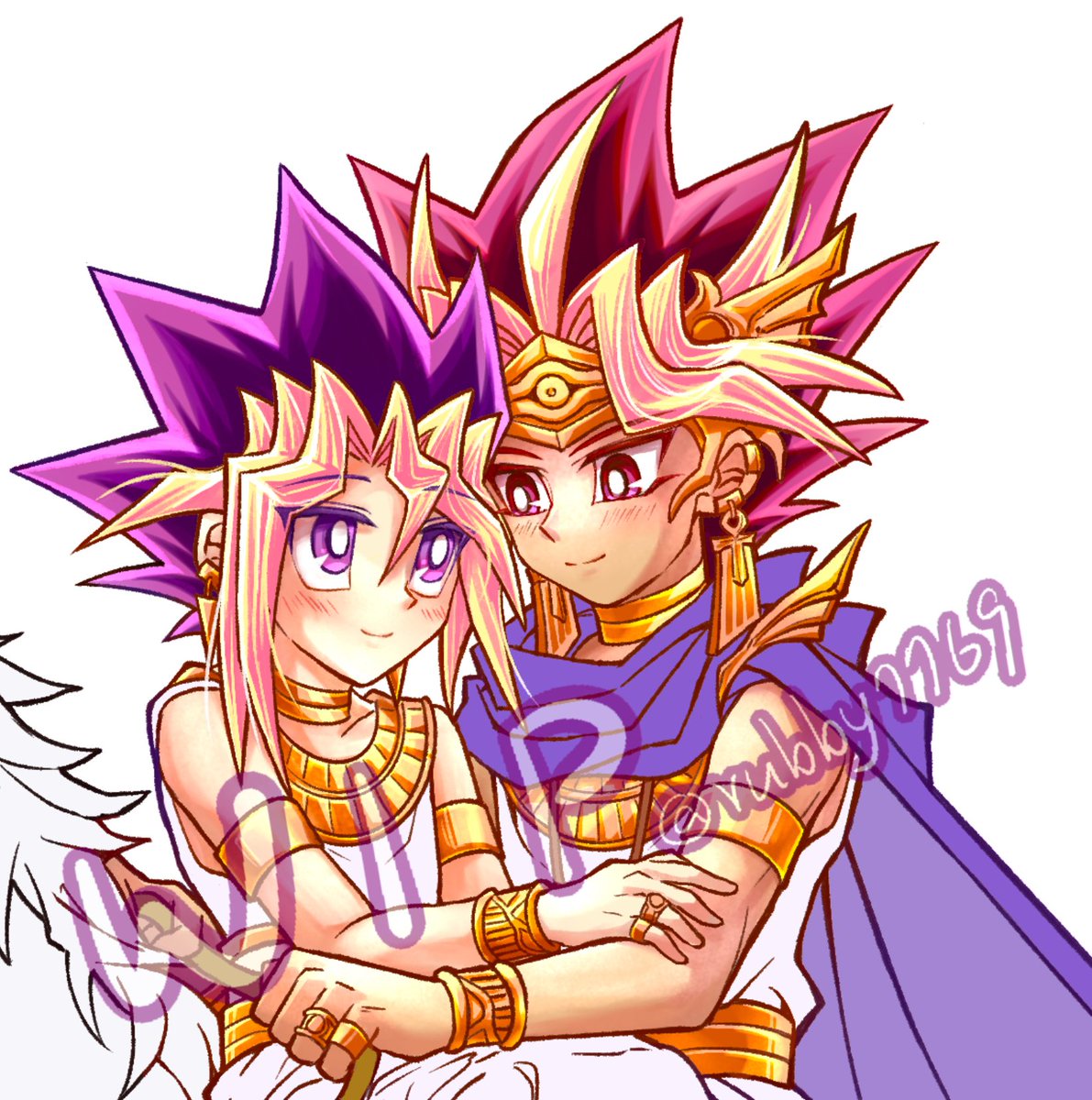 今天的進度....（又畫到早上🫠
雖然花了很多時間在畫眼睛，但感覺還不錯，喜歡闇表互相看對方～☺️❤️💜