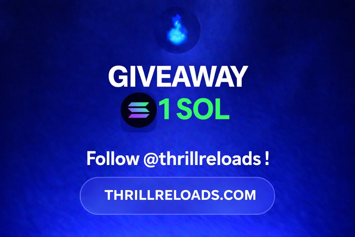 ThrillReloads's tweet image. 🎁1 SOL GIVEAWAY 🎁
Here we have another 1 SOL giveaway ( split between 5 people )

1⃣ Like &amp;amp; Retweet 
2⃣ Tag 2 Friends 
3⃣ Join our Discord  
4⃣ Follow @ThrillReloads 

⌛️ENDS IN 72 HRS! 

 - GOOD LUCK !  ❤️‍🔥