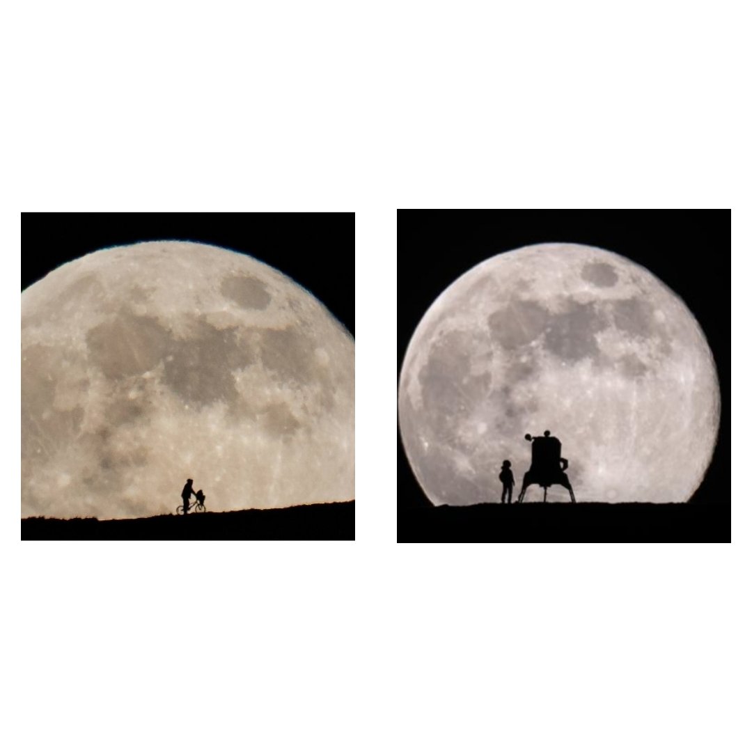 2 amazing pictures by Welsh photographers of the moon with the Apollo 11 by <a href="/alynwallace/">Alyn Wallace 🌌</a> RIP and E.T by #MichealMeighan and #athanEdwards which is your fave.