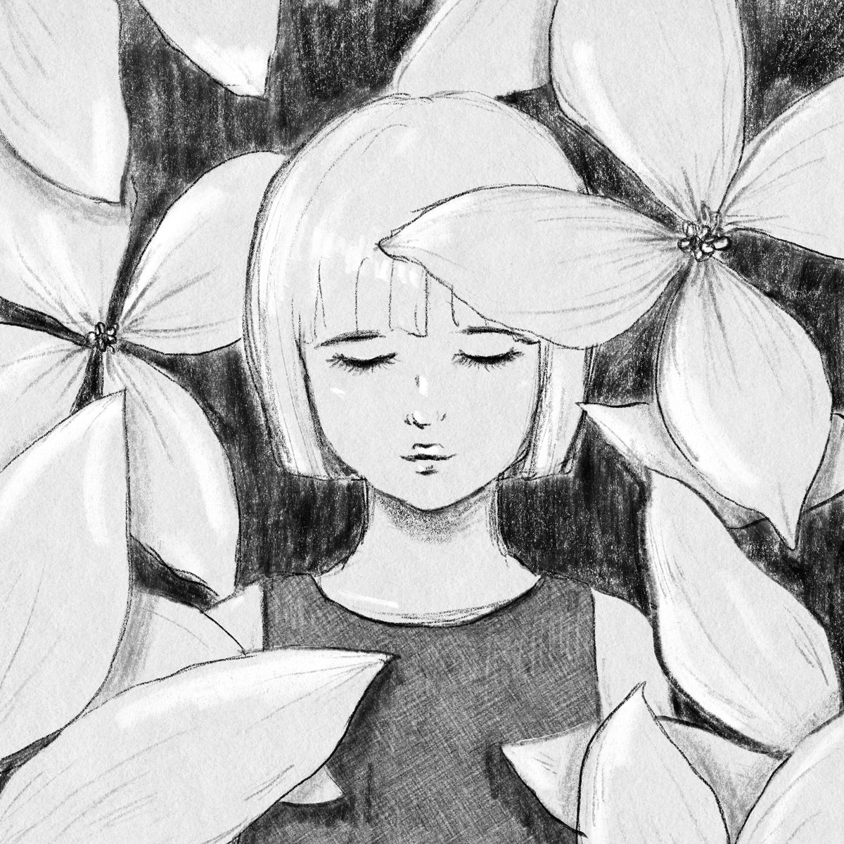 You once told me—
you loved the flowers of the dogwood.

あなたは昔
山法師の花が好きだと言った

#art #drawing #portrait #digitalsketch #sketch #お絵描き #イラスト