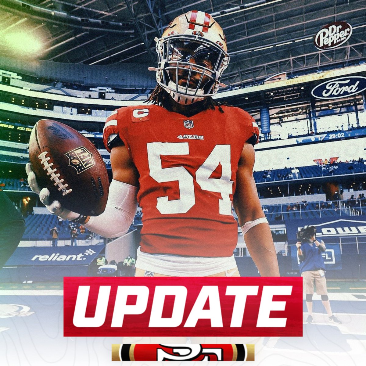 #49ers Fred Warner was officially listed as a limited participant in practice today 👏

Incredible!