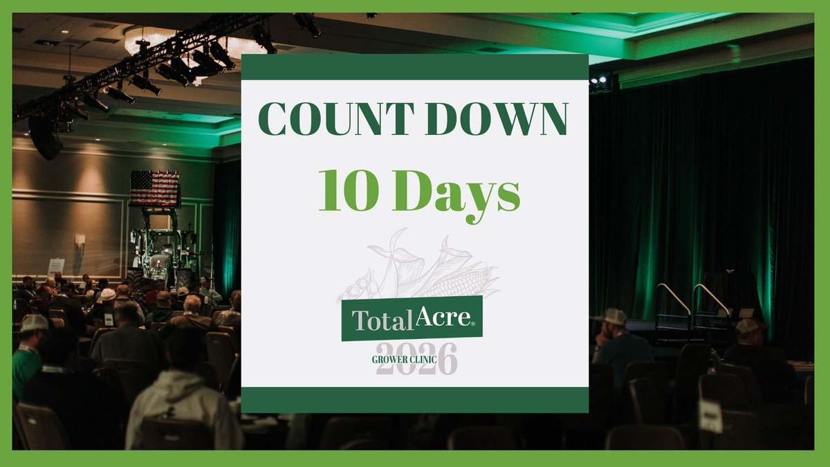dowdycrop's tweet image. ⏰ 10 DAYS LEFT ⏰

The countdown is officially on. There are just 10 days remaining to register for the 2026 Total Acre Grower Clinic in San Antonio, TX.

👉 Register now in YMS and secure your place in San Antonio.

#GrowerClinic2026 #UnlockYourPotential