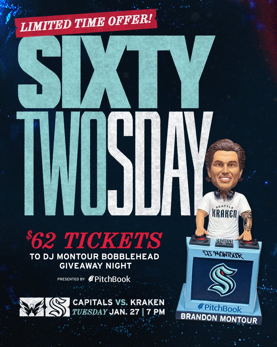 Got the club going up on a 62uesday 🎶

For a limited time, score $62 tickets in honor of DJ Monty himself when we host the Capitals for Brandon Montour Bobblehead Night, pres. by <a href="/PitchBook/">PitchBook</a>! → bit.ly/62UESDAY