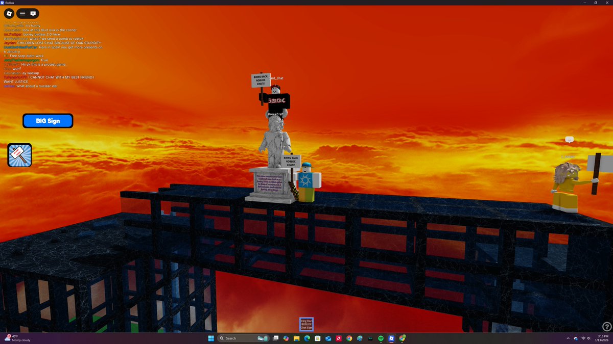 DJCreeper203's tweet photo. protesting in #ROBLOX 
#bringbackrobloxchat #freeschlep #FreedomOfSpeech https://t.co/ll0fuQd0x2