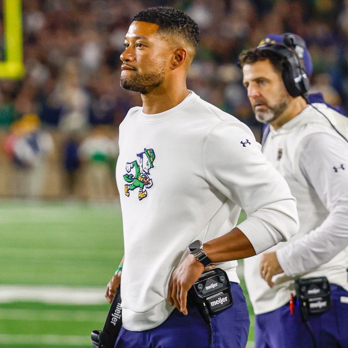 tbhorka's tweet image. Marcus Freeman is speaking to the media in a press conference setting on Wednesday at 1 p.m. ET. 

It's the first time Freeman has been made available in this capacity since Notre Dame was snubbed from the College Football Playoff.