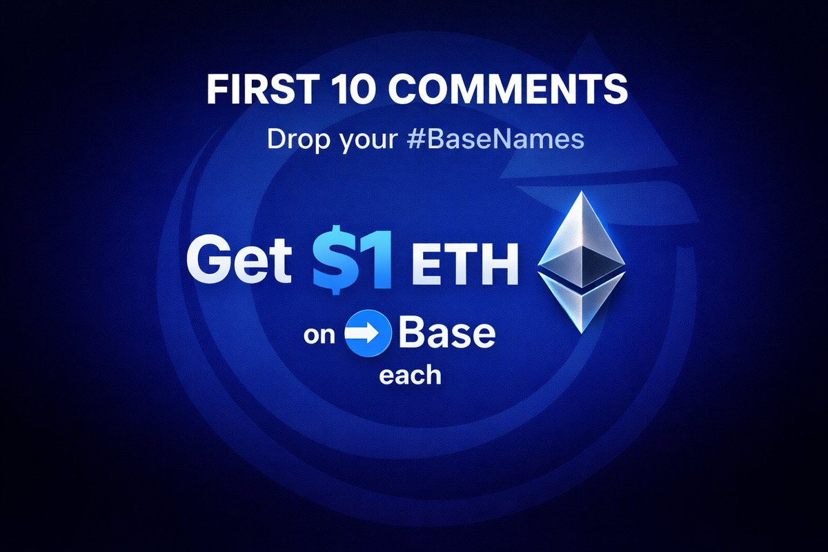 AgainOnChain's tweet photo. First 10 Person Comment Their #BaseNames Under this Post will Get $1 $ETH on @Base each . https://t.co/lxMx9jwCLy