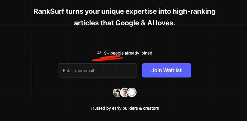"SEO is dead" - or so everyone says

Yet, I already have 9 people on the waitlist for a tool that isn't even finished. Google is killing AI spam, but people still need traffic that actually works.