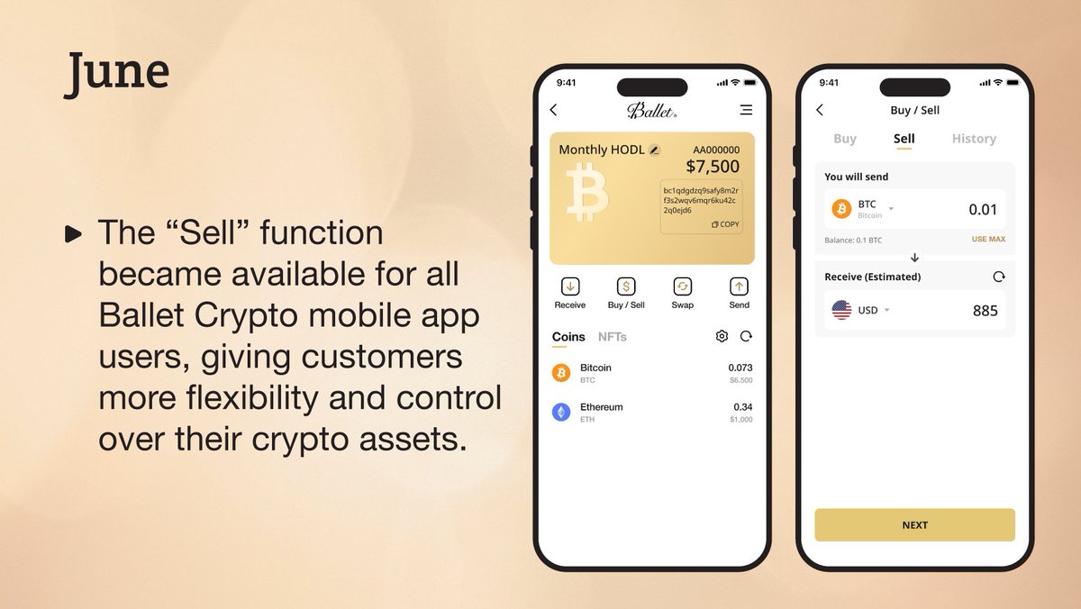June, 2025 The “Sell” function became available for all Ballet Crypto  mobile app users, giving customers more flexibility and control over their  crypto assets. https://t.co/ZHQdCSiuUO