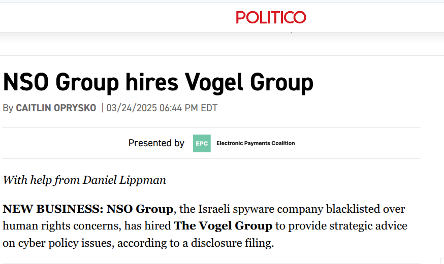 HowleyReporter's tweet image. The political committee of @j_fishback opponent Jay Collins received $100,000 from "Children of Israel LLC," based in Miami Beach. Other donors include AFSCME (seriously) and the Vogel Group, which advises the Israeli company that created Pegasus spyware. Astroturf!