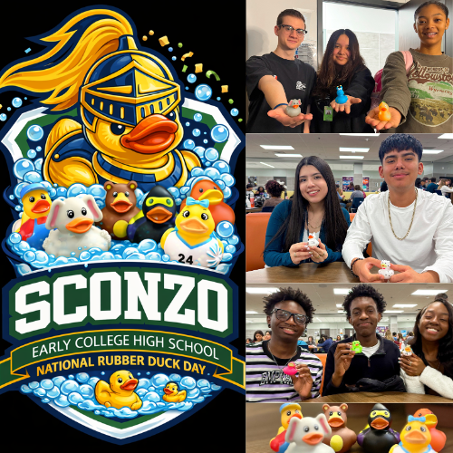 HumbleISD_SECHS's tweet photo. Warning: Campus may be experiencing high levels of duck happiness 🦆😄 Celebrating National Rubber Duck Day with our favorite flock! #Thedifference #SECHS #HUMBLEISD. https://t.co/pLWXlq3Dzh