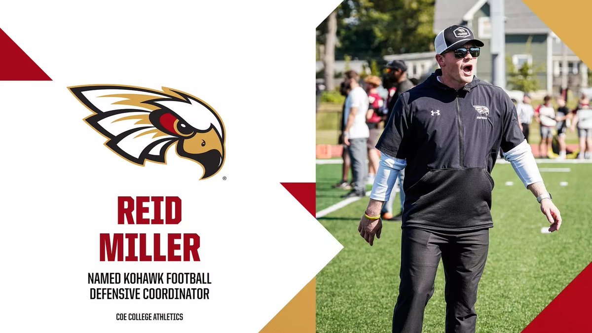 Reid Miller named Coe Football Defensive Coordinator.

<a href="/KohawksFootball/">Coe College Football</a> 
📰tinyurl.com/ys8xcvf8

#KohawkNation