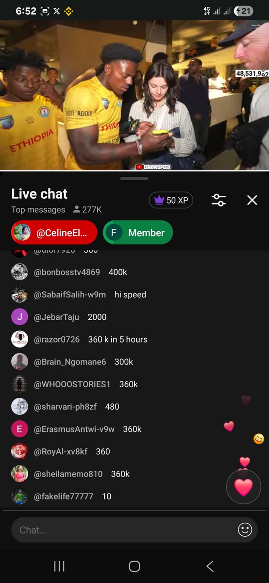 BehiwotTilahun's tweet image. Over a quarter of a million live viewers tuned in as IShowSpeed streams from Addis Ababa, #Ethiopia, a record-breaking moment! 🇪🇹🔥 #RecordBreaking #EthiopianVibes #LiveStream