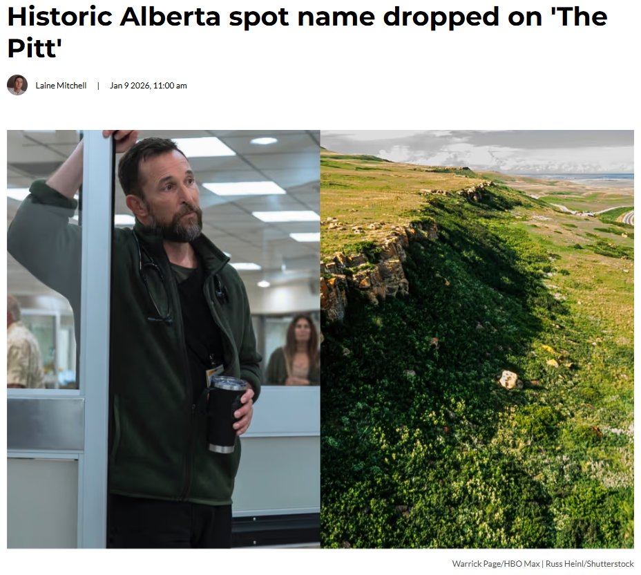 AlbertaCulture's tweet image. Did you catch it? 

Alberta’s UNESCO-designated World Heritage site #HeadSmashedInBuffaloJump got a surprise shout-out in the newly released Season 2 episode of #ThePitt @HBOMax @ABFilmComm

Learn more and plan your visit: headsmashedin.ca

dailyhive.com/calgary/histor…