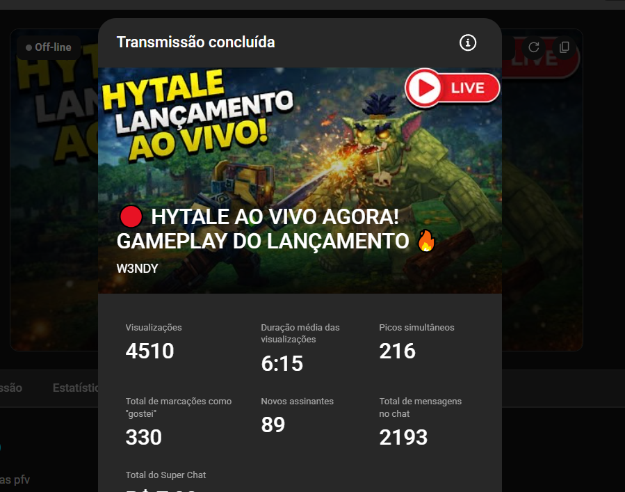 Live INSADA de 6 HORAS E MEIA KKKKKK
Obrigado a todos que apareceram la!