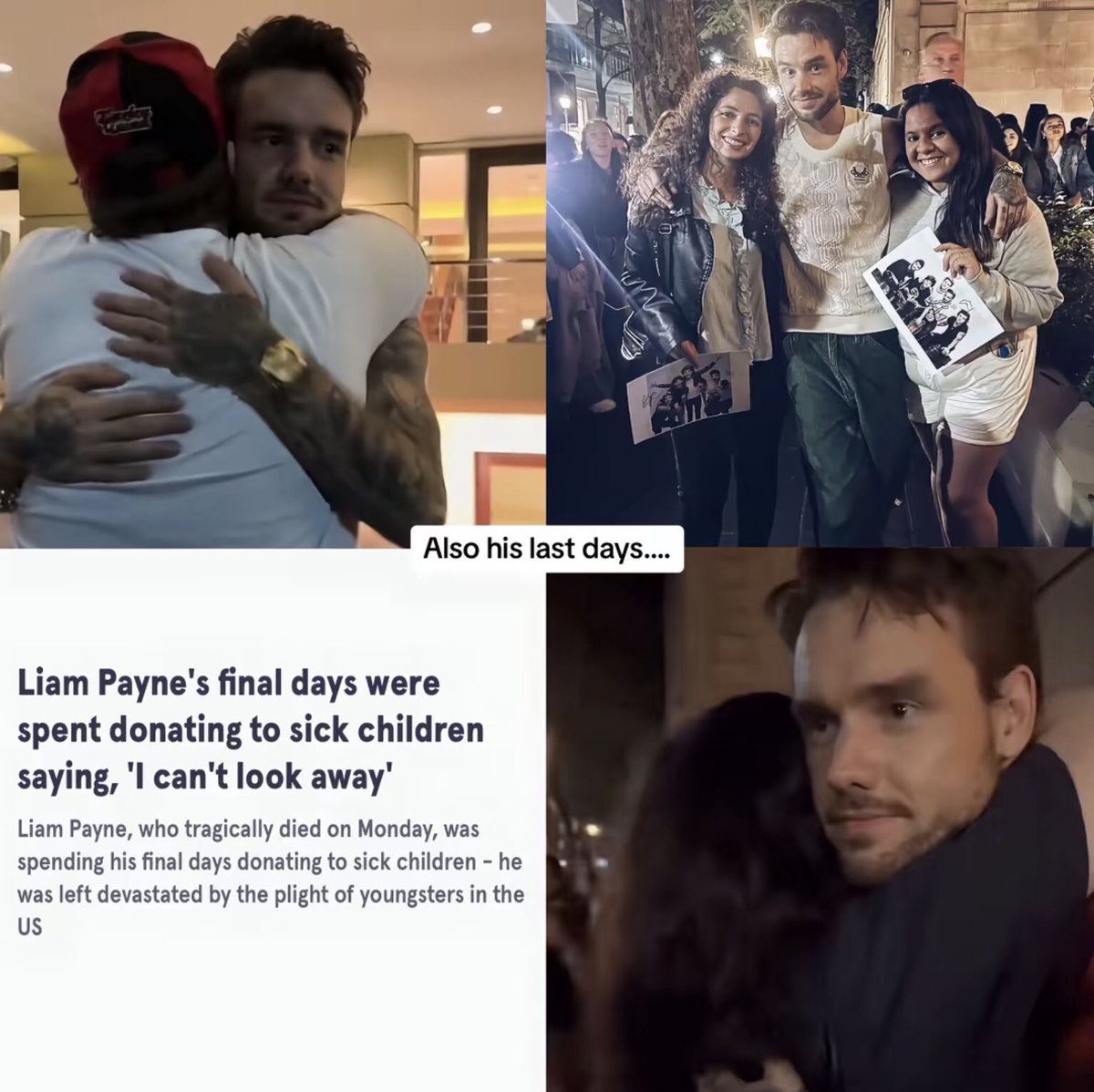 liamangelie's tweet image. The media was busy calling him an "attention seeker," while he was actually spending his time hugging fans and donating to sick children. The world didn't deserve his heart. 🤍 #LiamPayne