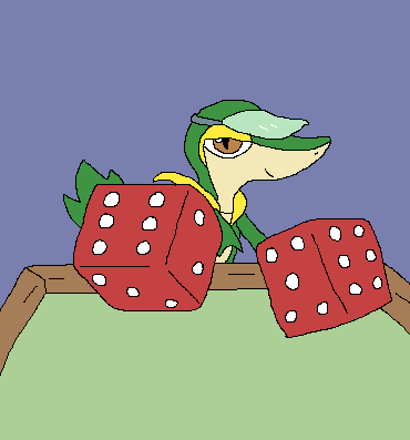 Snivy rolling the dice
(commission for a client)