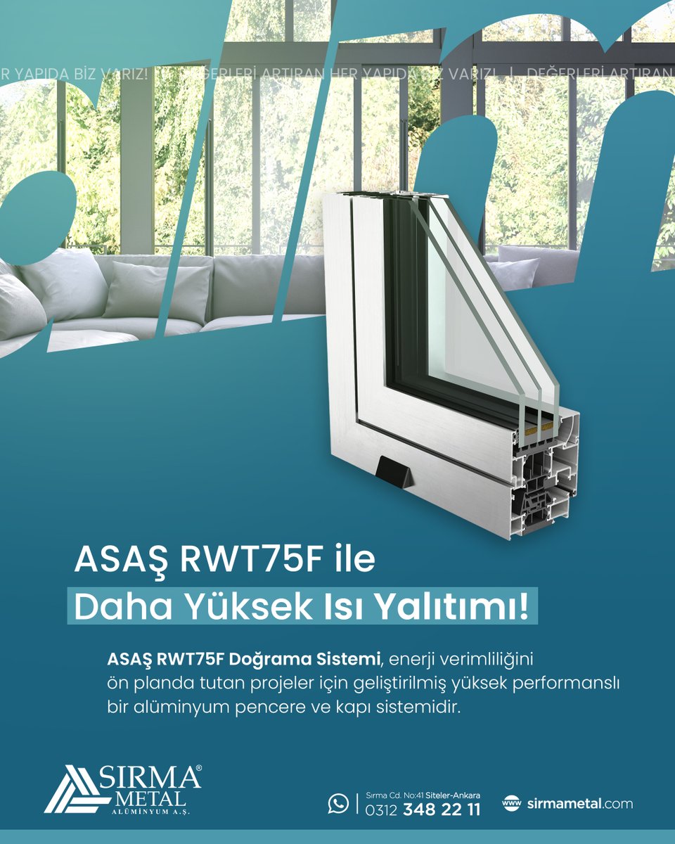 🌡️ ASAŞ RWT75F ile Binalarda Daha Yüksek Isı Yalıtımı

ASAŞ RWT75F Doğrama Sistemi, enerji verimliliğini ön planda tutan projeler için geliştirilmiş yüksek performanslı bir alüminyum pencere ve kapı sistemidir.

☎️ 0312 348 22 11
🔗 sirmametal.com.tr

#asaş #aluminyum