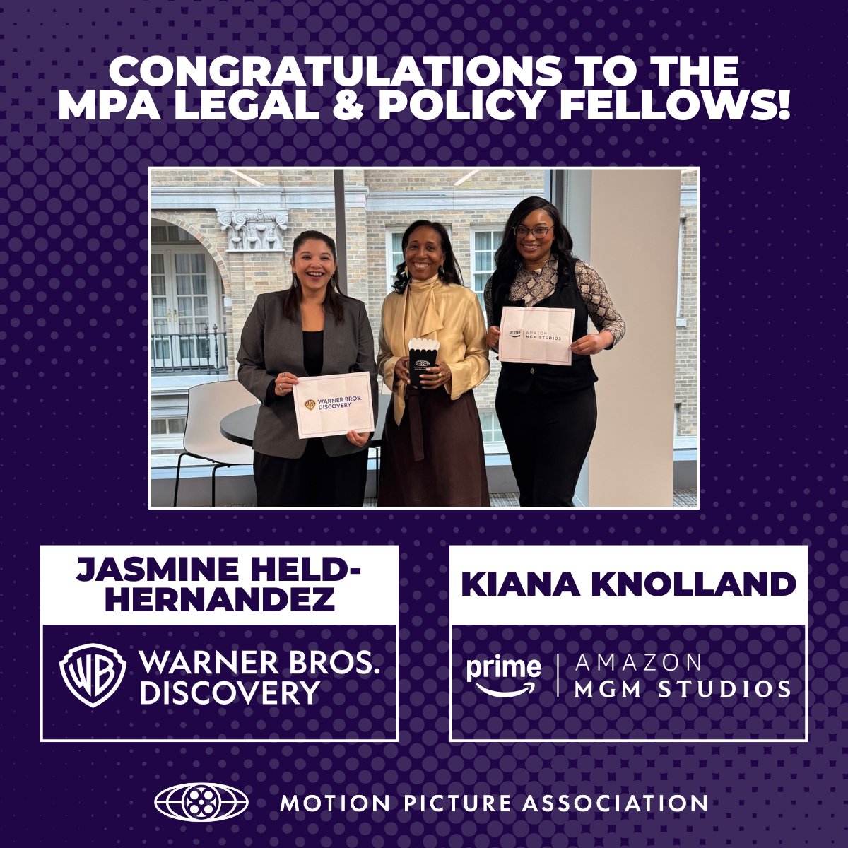 motionpictures's tweet image. We’re excited to share that the MPA Legal &amp;amp; Policy Fellows begin their studio placements this week!

📽️Jasmine will join @wbd, beginning in the Features-Legal department.
🎞️Kiana will join @PrimeVideo &amp;amp; @AmazonMGMStudio, beginning in motion picture script clearance.

Over 6…