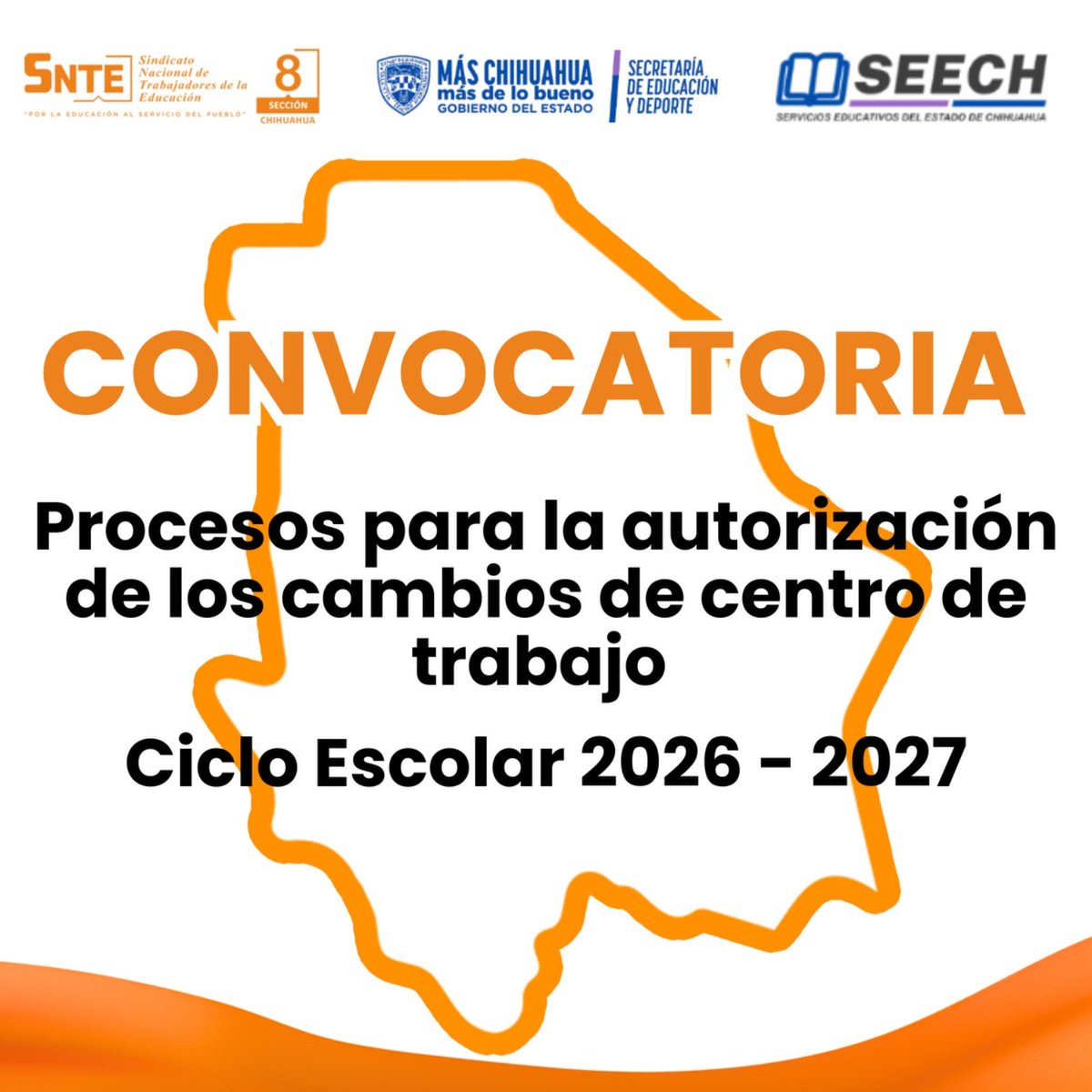 ➡️ Convocatoria del Proceso para la Autorización de los Cambios de Centro de Trabajo, Ciclo Escolar  2026 - 2027.

Descarga los documentos 👇🏻

Convocatoria ✅ cutt.ly/btklj9cM
Guia ✅cutt.ly/BtklLshA
Etapas del proceso ✅ cutt.ly/0tklZz68

#SNTE
#Sección8