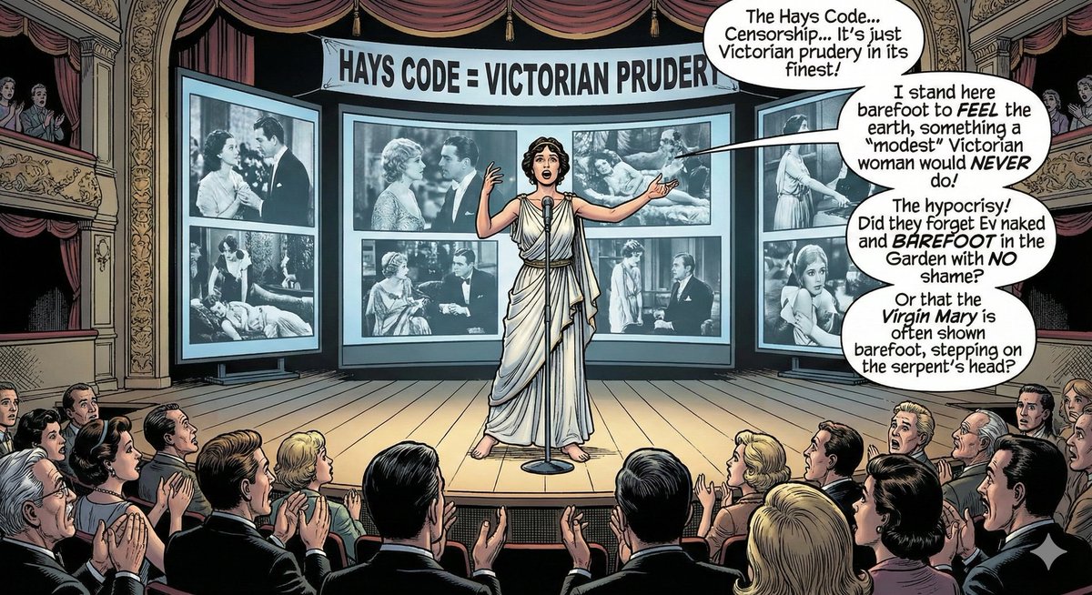 megazero26's tweet image. Isadora Duncan explained to the audience on stage that Hay Code and Censorship is just Victorian Prudery in it's finest #IsadoraDuncan #HaysCode #VictorianPrudery #feet #barefoot #feet #Eve #virginmary