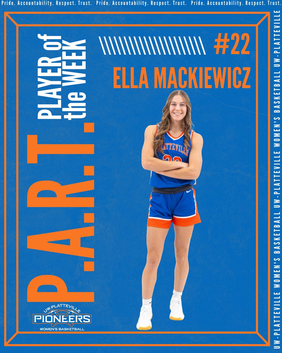 UWPlattWBB's tweet image. 𝑶𝒖𝒓 𝑷.𝑨.𝑹.𝑻. 𝑷𝒍𝒂𝒚𝒆𝒓𝒔 𝒐𝒇 𝒕𝒉𝒆 𝑾𝒆𝒆𝒌!

# 22 ᴇʟʟᴀ ᴍᴀᴄᴋɪᴇᴡɪᴄᴢ

# 15 ᴊᴇɴɴᴀ ɢᴀɴꜱᴇɴ

Highlighted for reflecting our P.A.R.T. values. Their consistency, energy, and effort make us better. Proud of these two! 🏀✨

#BuiltNotGiven #PART #SwingTheAxe ⛏️