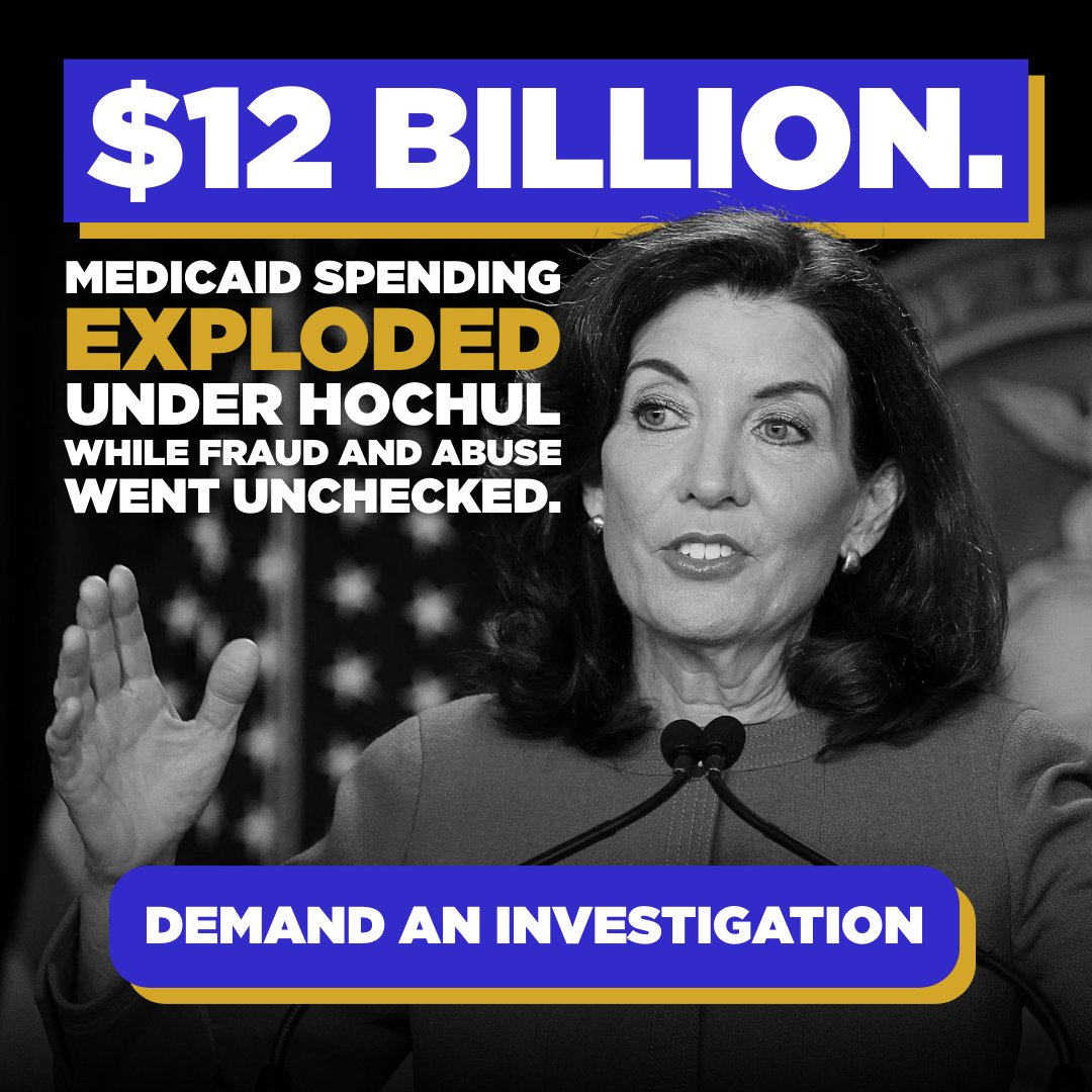 $12 billion a year does not disappear by accident.

Under Kathy Hochul, Medicaid spending skyrocketed while fraud and abuse were identified and left unchecked. Oversight failed. A full forensic audit was never ordered.

When the government refuses to look, taxpayers are the ones