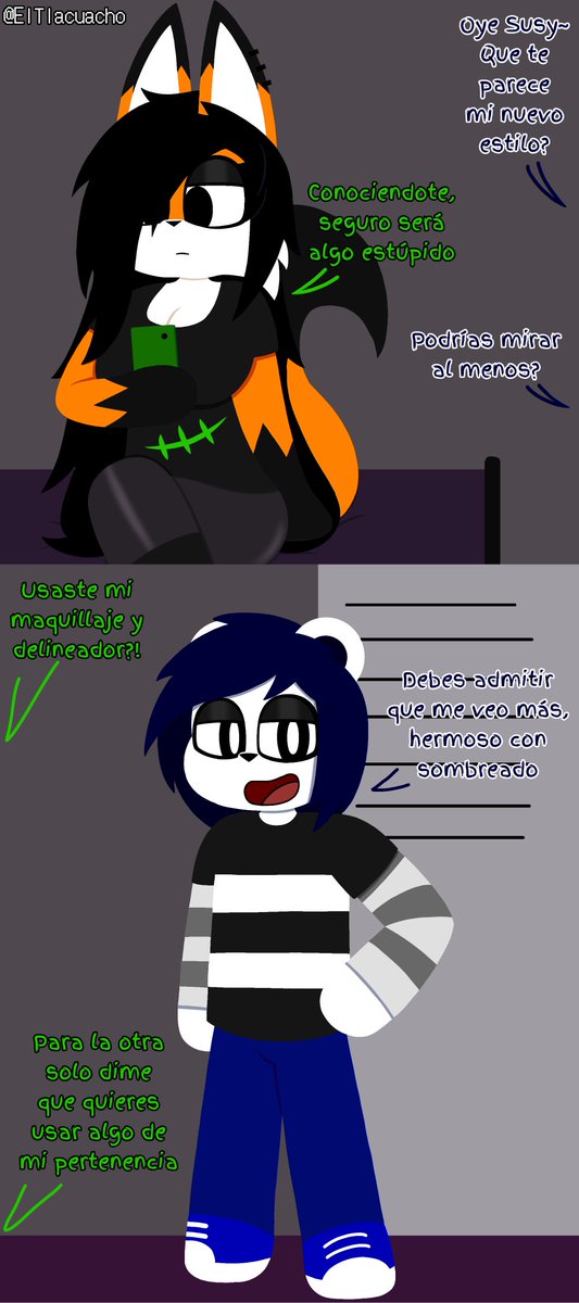 Ya tocaba traer algo de estos dos que los tengo algo abandonados.

#furryarts #furryartist #furryartwork #furrys #FurryFriends #emo #goth #gothic #gothicstyle #gothstyle #GothicArt #emostyle #emos