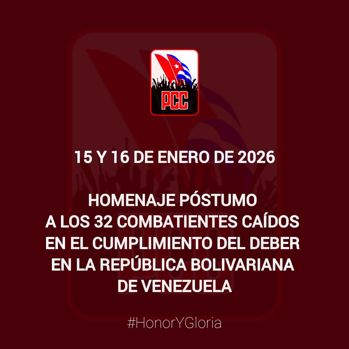 📍El pueblo de #Cuba rendirá #HonorYGloria a los 32 compatriotas, caídos heroicamente en defensa de la soberanía de #Venezuela
