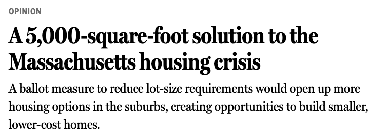 As long as it is illegal under zoning to build homes on small, affordable lots, it will practically be illegal to build starter homes in many American neighborhoods.