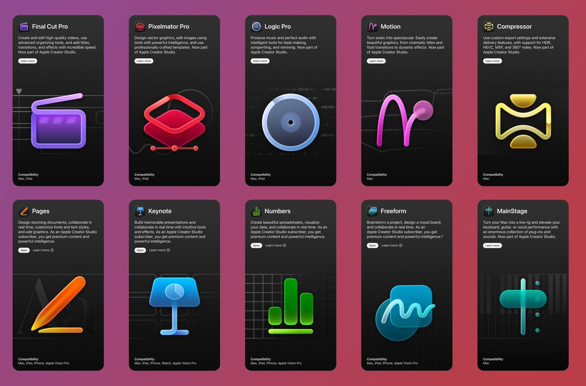 The apps of Apple Creator Studio