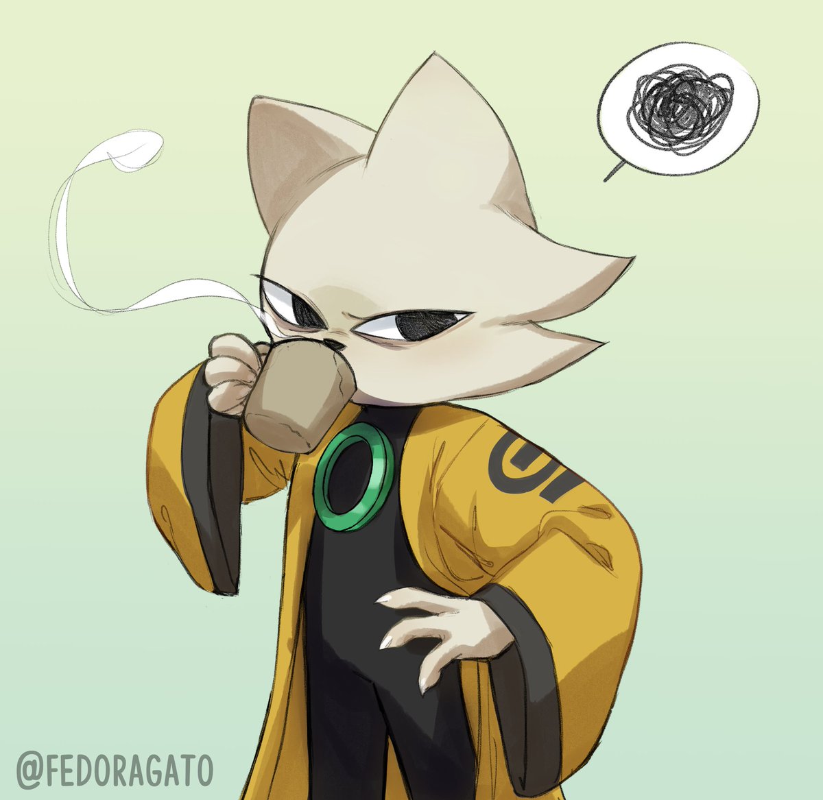 FedoraGato's tweet image. Bro is tired and needs some coffee in his system 😮‍💨 #ninesols
Commission for @bats6207