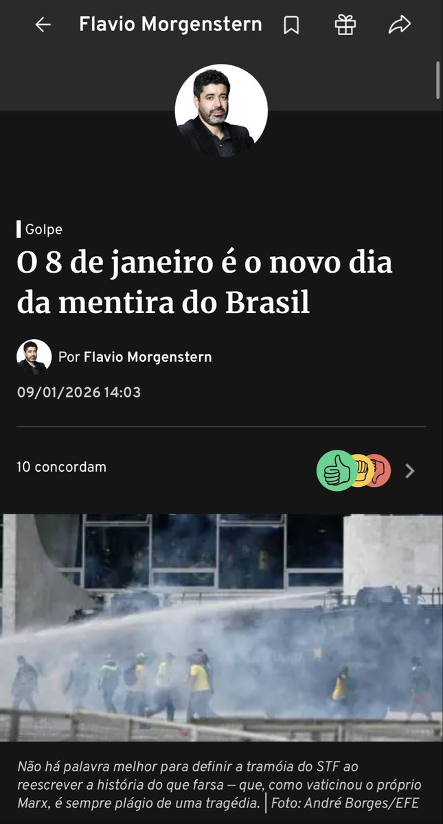 Você estava com medo durante o 8 de janeiro? Nem eu. Nem ninguém. Nem Alexandre de Moraes, nem Flávio Dino (que estava no Ministério da Justiça e nunca liberou as imagens), nem Randolfe Rodrigues, nem ninguém. Aliás, não há dia que o consórcio de poder totalitário atual do Brasil