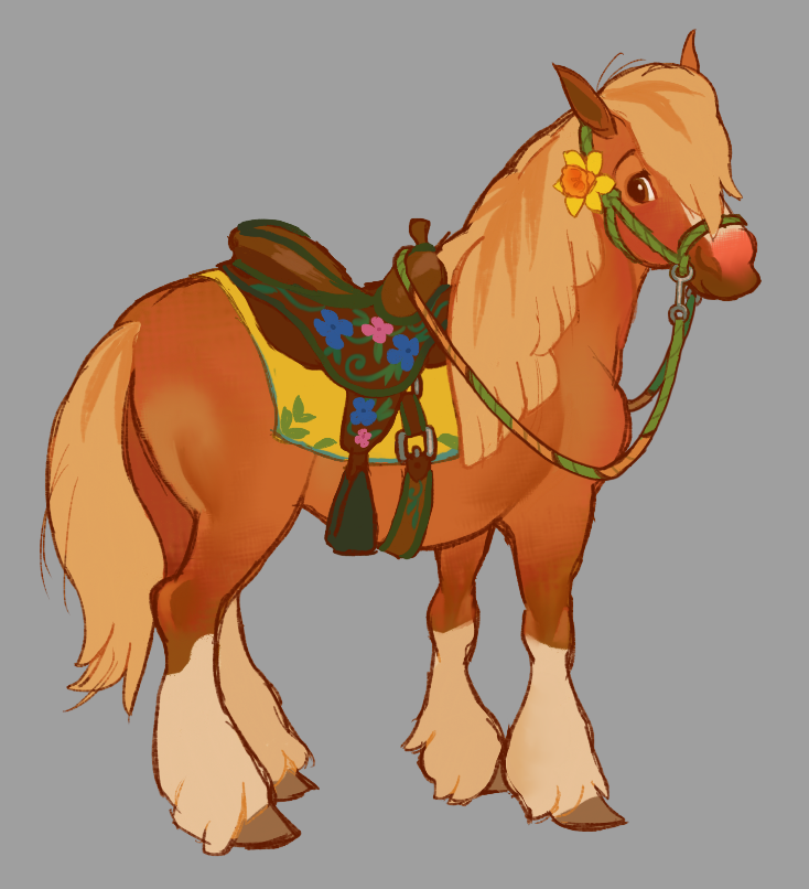 i started playing star stable online, this is a drawing of my starter horse his name is honeywell