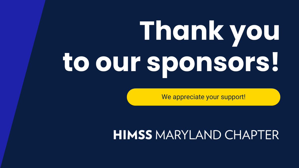 HIMSS Maryland Chapter would like to start our new year off by thanking our chapter and event sponsors. Please see the full list here 
maryland.himss.org/about/md-spons… 

#HIMSS #MDHIMSS #Thankyou #Sponsors