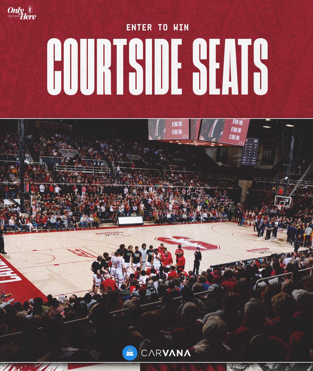 StanfordMBB's tweet image. We’re giving away a pair of courtside tickets to tomorrow’s game vs. North Carolina, thanks to our friends at @Carvana! 

To enter, like + RT this post.

#GoStanford