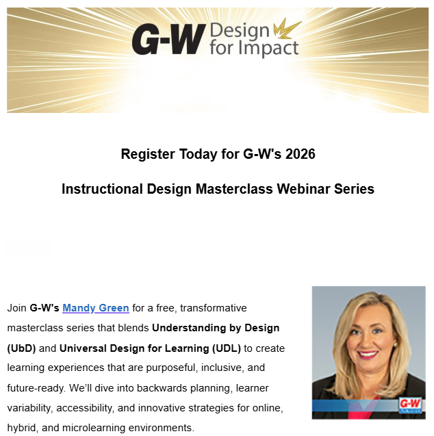 I'm so excited to be facilitating a webinar series about ID from an education perspective! 

Join me on January 27 at 2pm CT to talk about ID and UbD. 

bit.ly/4pOjKpq