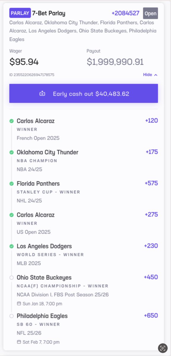 HRUnityLoveRock's tweet image. 7 team parlays are difficult....