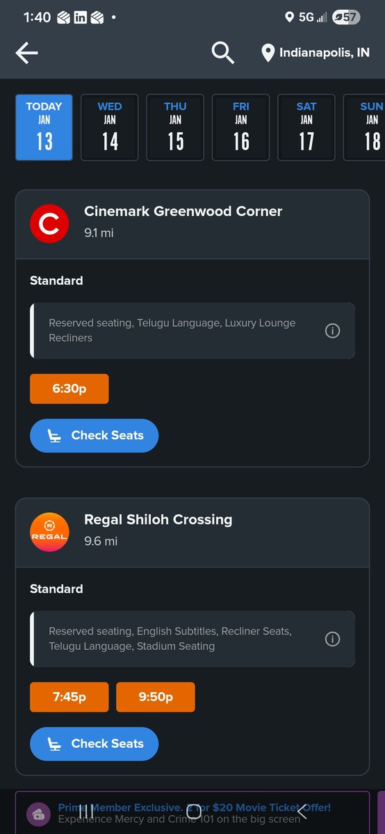 MokshaMovies's tweet image. #AnaganaOkaRaju in #Indianapolis 
* Cinemark Greenwood Corners
* AMC indianapolis 17 * Regal Shiloh Crossimh * Regal UA Galaxy * Regal Village Park
Book your tickets Now
@NaveenPolishety @SitharaEnts