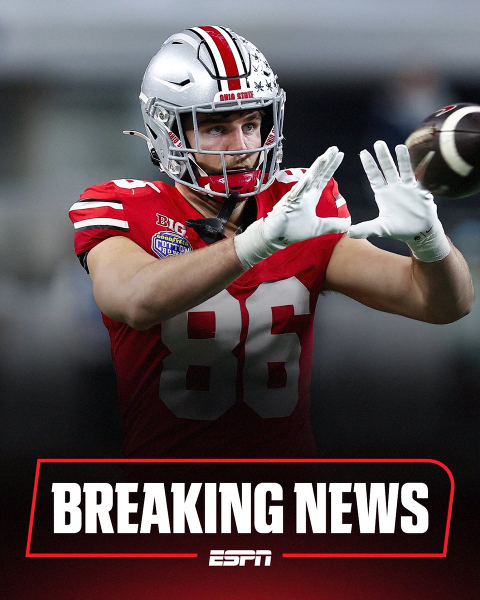 PeteThamel's tweet image. NEWS: Ohio State tight end Max Klare is leaving school early and entering the NFL Draft, he tells ESPN. Klare projects as one of the NFL draft’s top tight ends.  He brings high-end production, with 43 catches for 448 yards and two touchdowns this year.